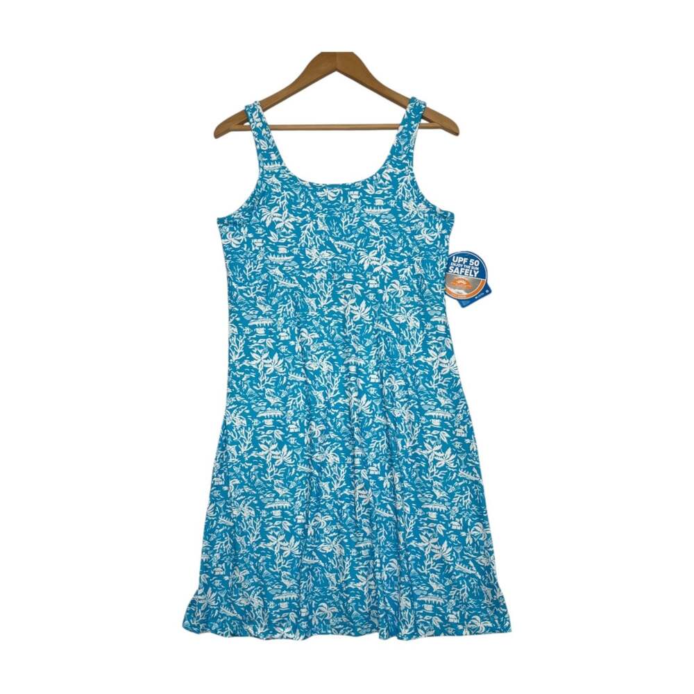 New Columbia PFG Freezer III Dress Womens Medium Blue Tropical Beach UPF 50